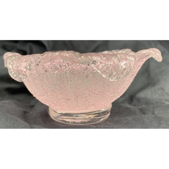 Murano Fratelli Toso Pink Bowl Sugar Ware Ruffled Textured 6" Vintage - Picture 3 of 7